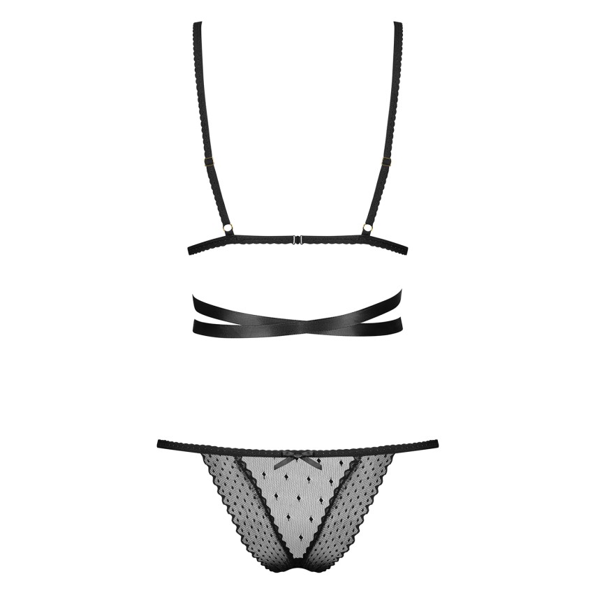 Reggiseno + perizoma set raso Obsessive Bowessa 2-pcs