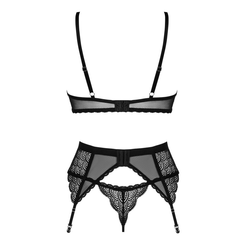 Sexy set 3 pz reggiseno ferretto + perizoma + reggicalze Obsessive Chemeris