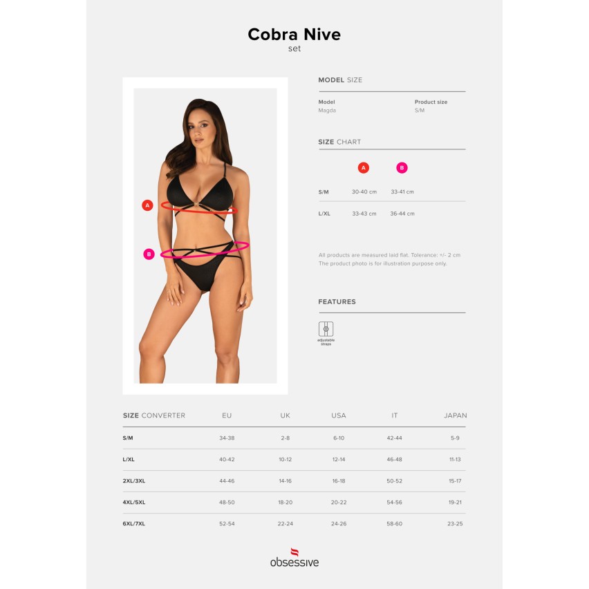 Coordinato pitonato nero su nero set sexy Cobra Nive 2 pezzi Obsessive