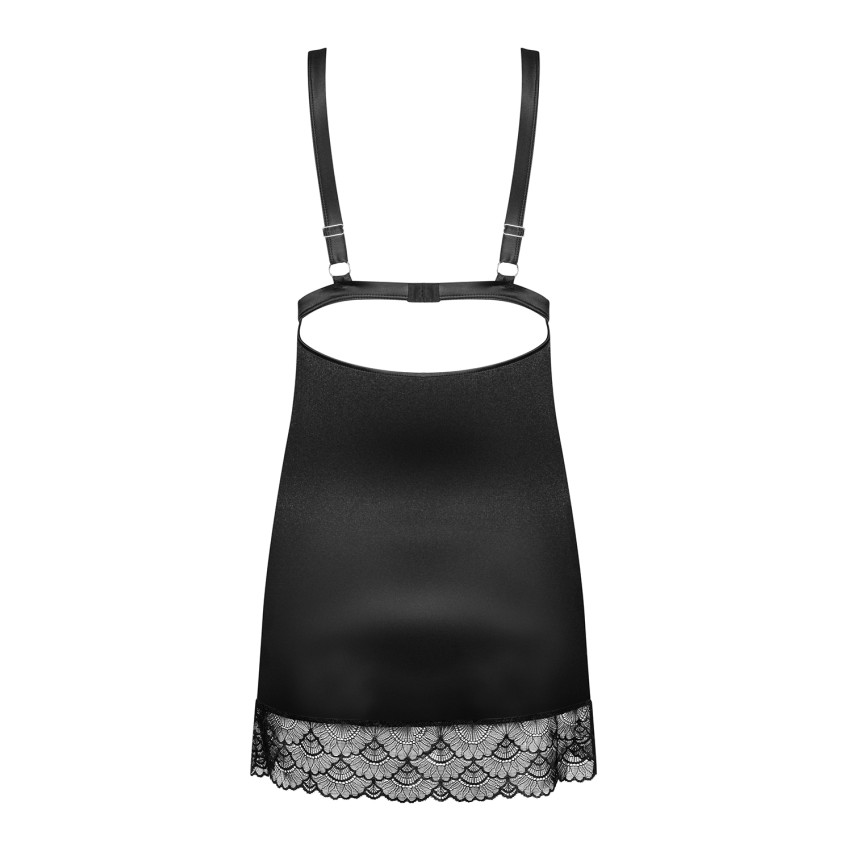 Sottoveste + perizoma sexy pizzo e microfibra Obsessive Eloissa