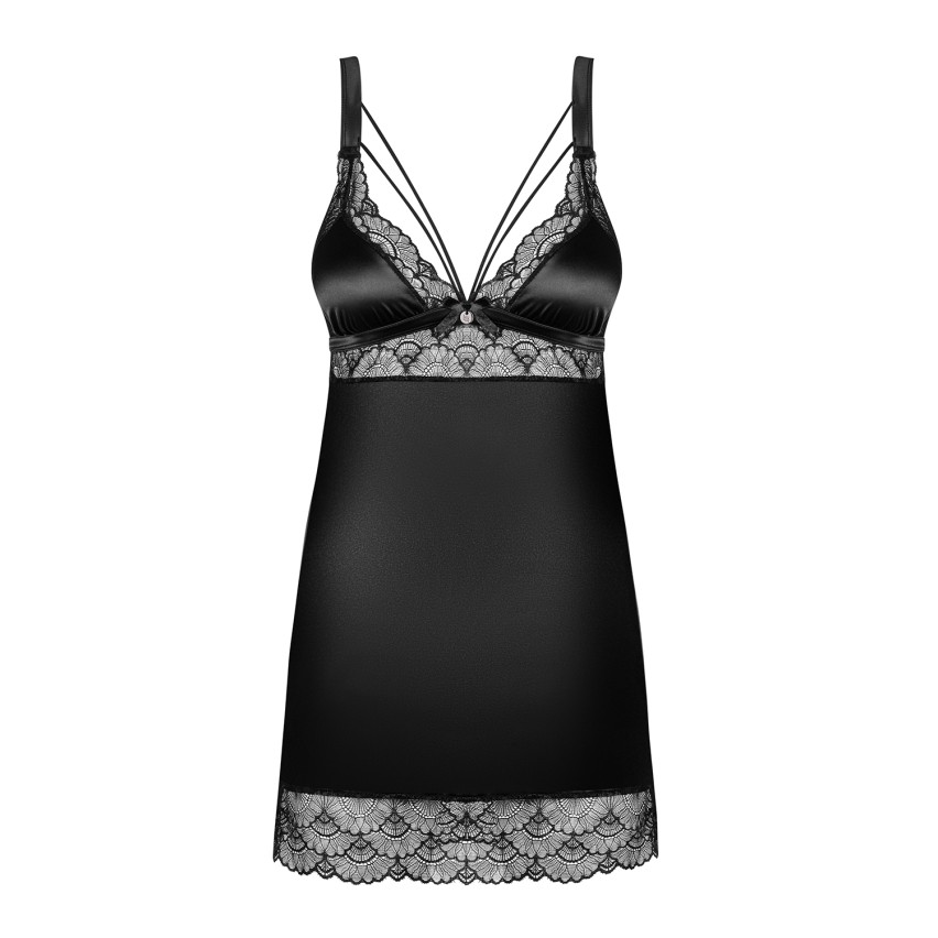 Sottoveste + perizoma sexy pizzo e microfibra Obsessive Eloissa