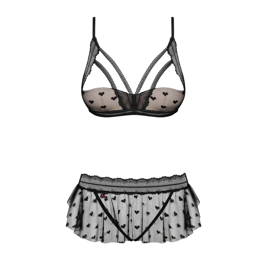 Set intimo aperto Heartia tulle cuori Obsessive 