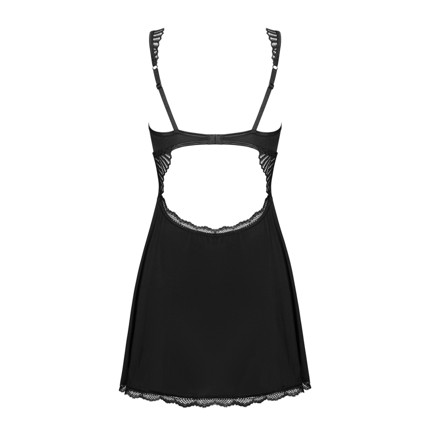 Set babydoll + perizoma Obsessive Klarita nero pizzo