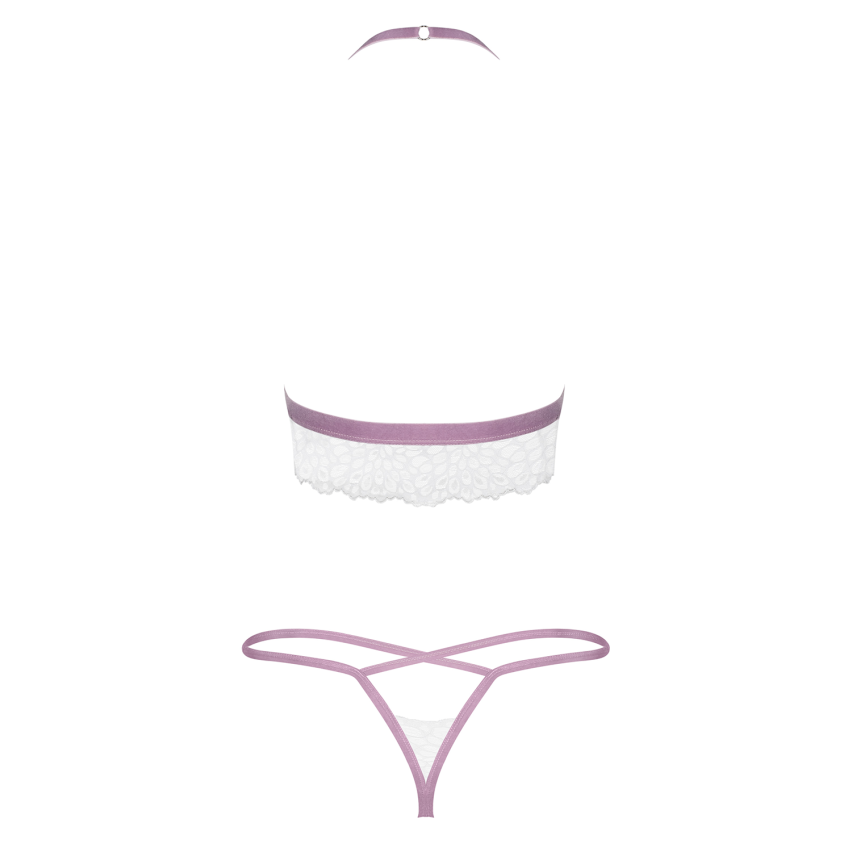 Set bralette + perizoma sexy bianco lilla Obsessive Lilyanne
