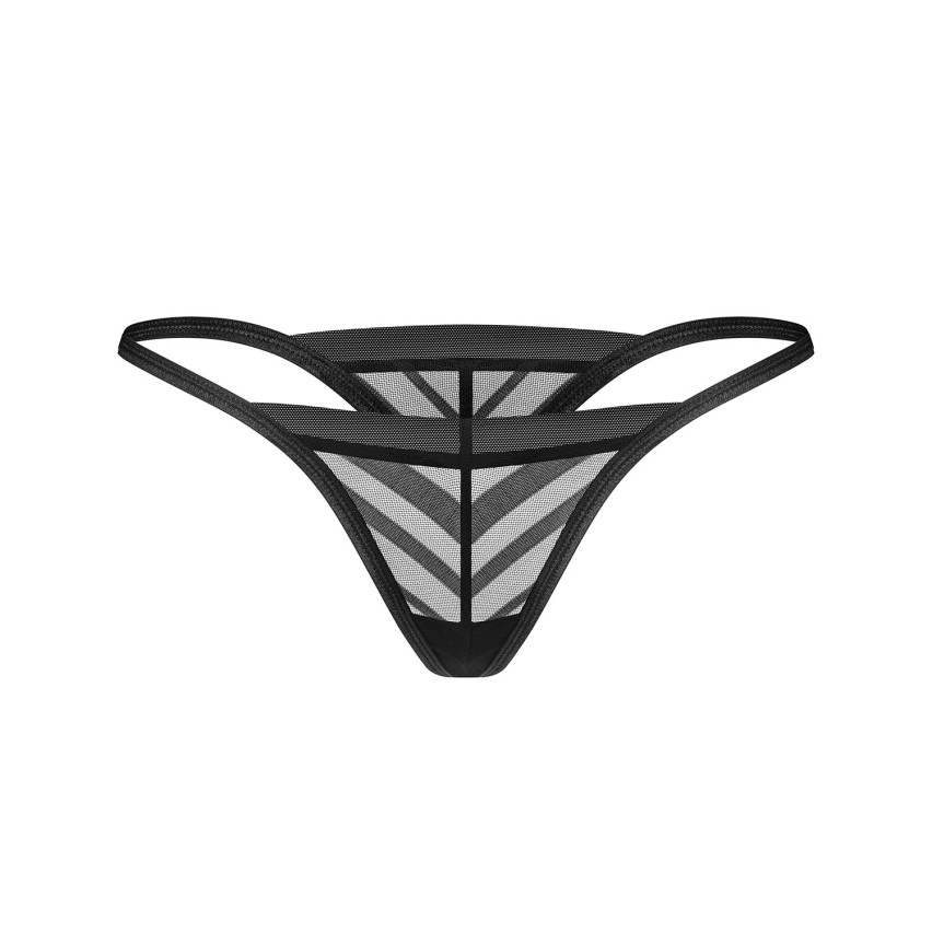 Perizoma a righe in tulle semitrasparente Obsessive Lune Bellis thong