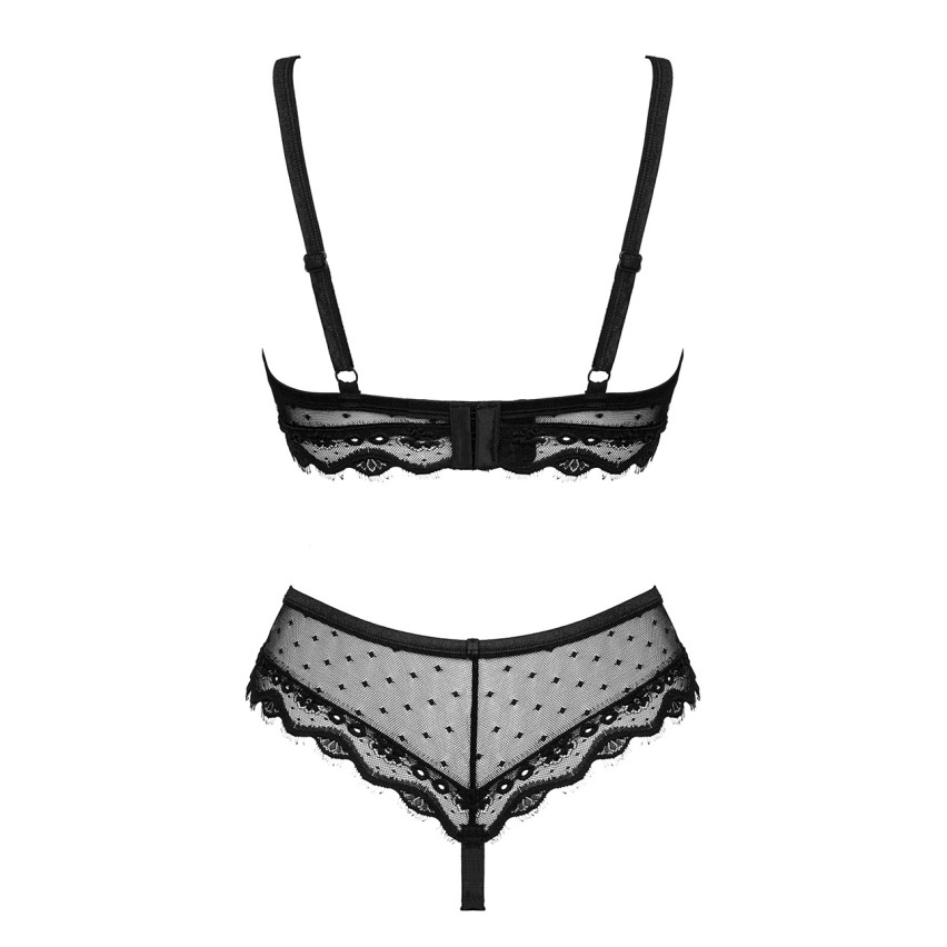 Completino intimo reggiseno con pizzo ciglia + perizoma Obsessive Marrbel 2pcs