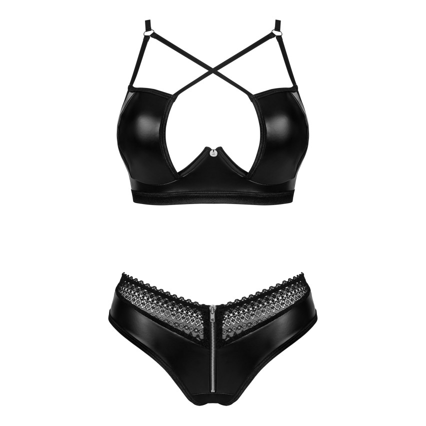 Reggiseno con ferretto + panties in similpelle Obsessive Norides 2 pcs