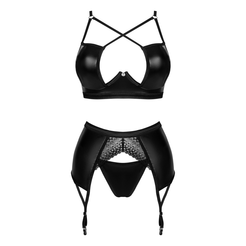 Completino intimo similpelle Obsessive Norides 3 pcs