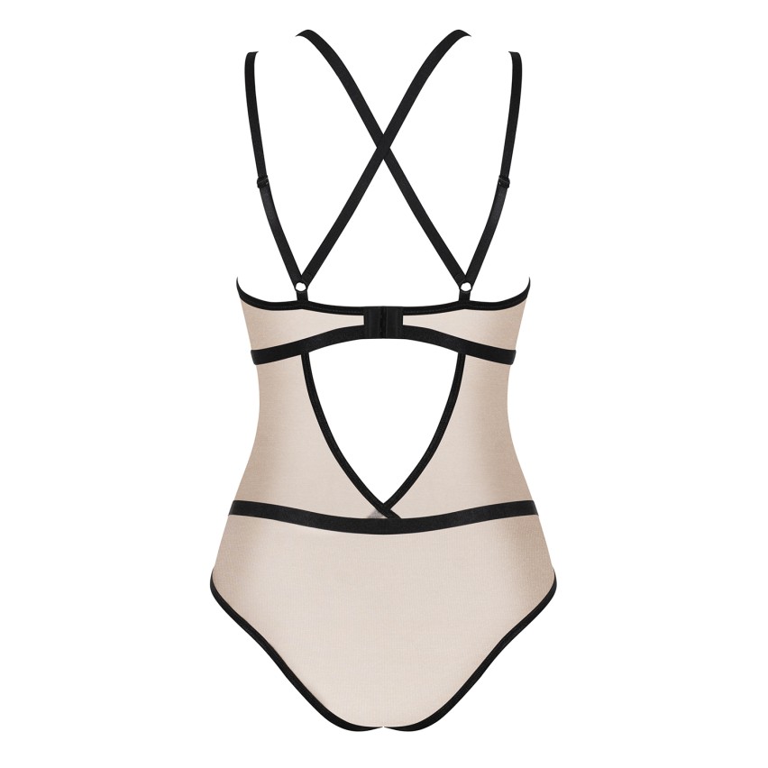 Body nudo perlato cinghie nere Obsessive Nudelia