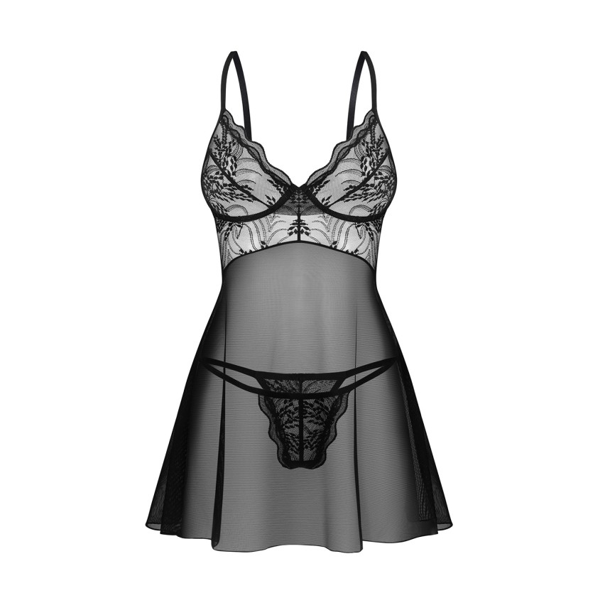 Babydoll e perizoma pizzo e tulle Obsessive perisia