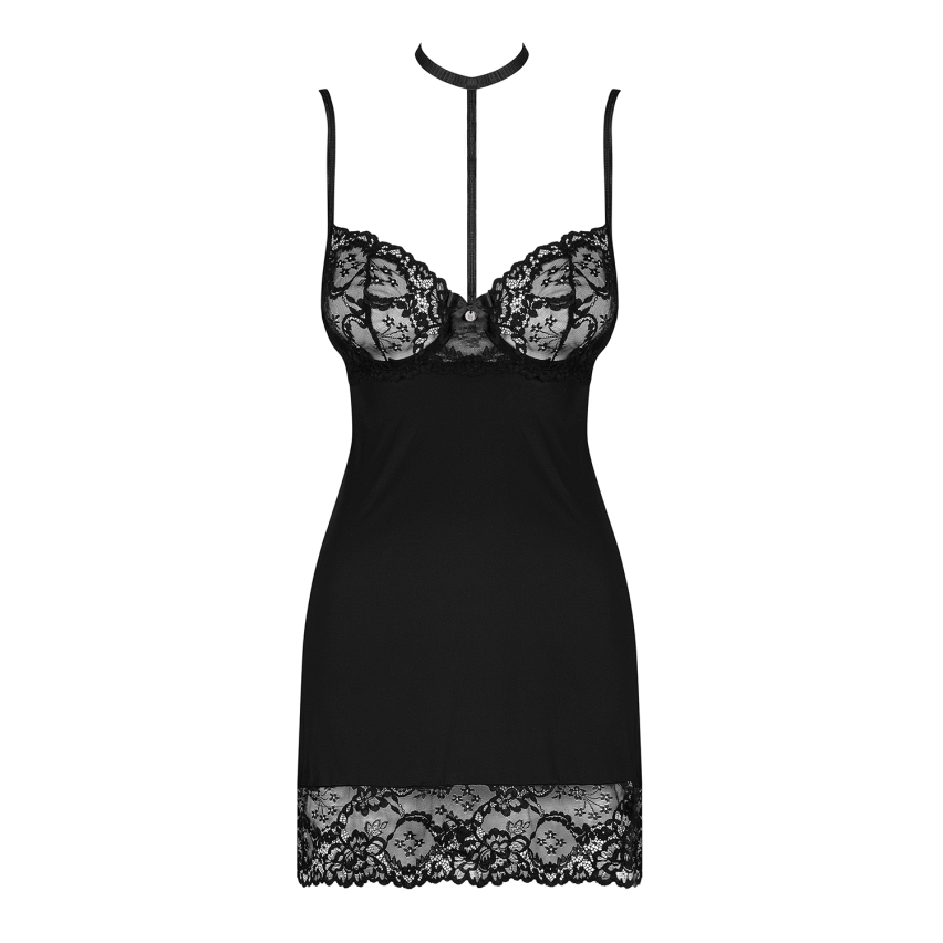 Sottoveste pizzo con collarino + perizoma Obsessive Raquelia