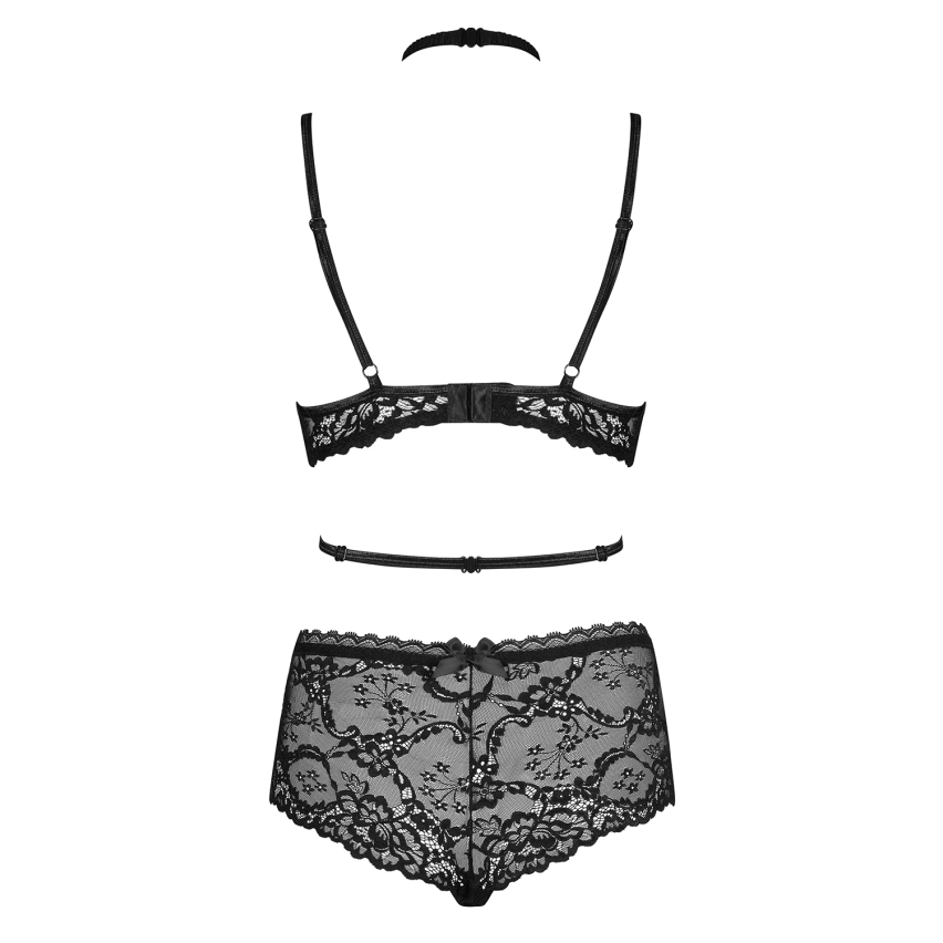 Lingerie sexy culotte + reggiseno + collarino Obsessive Raquelia