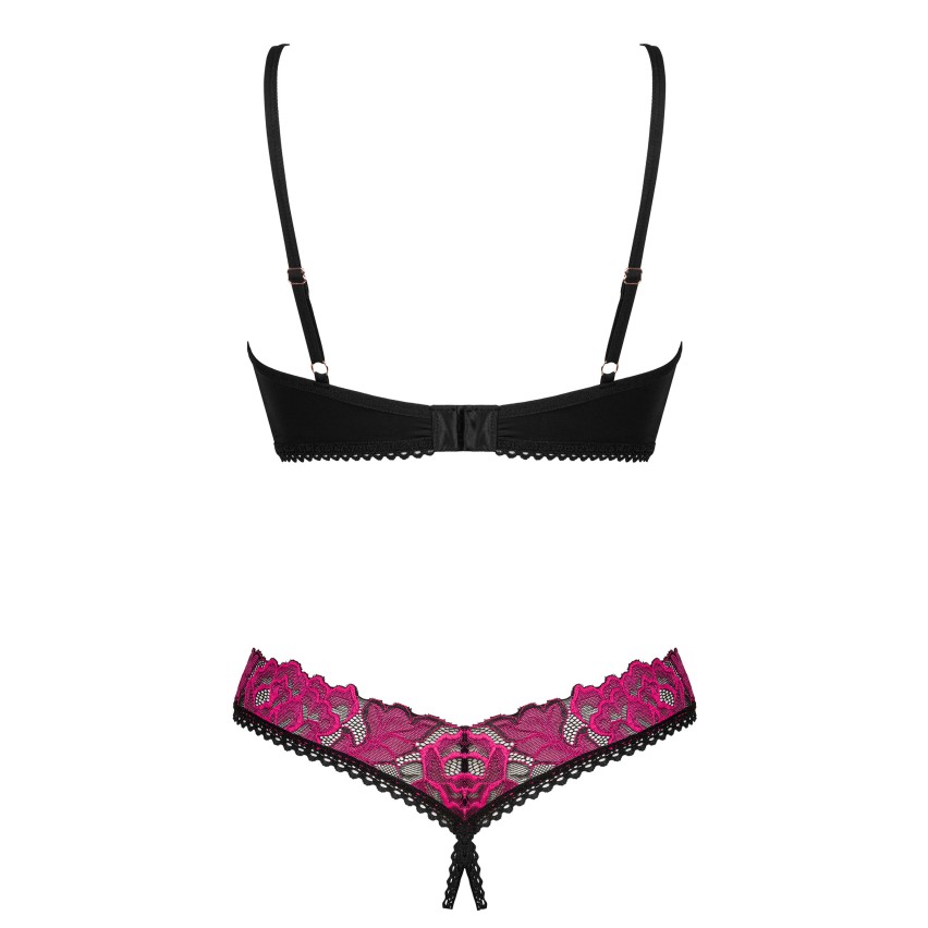 Set reggiseno ferretto + perizoma crotchless Obsessive Rosenty 2 pcs 