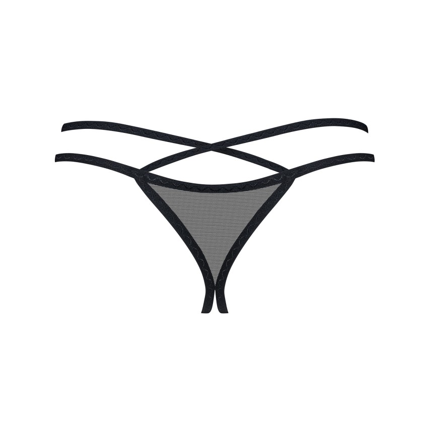 Perizoma cavallo aperto in tulle ricamato Obsessive Vila Blanes crotchless thong 