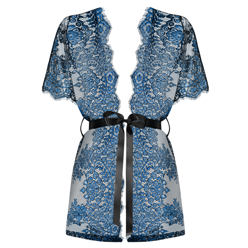 Vestaglia sensuale elegante pizzo ciglia azzurro Obsessive Yassmyne