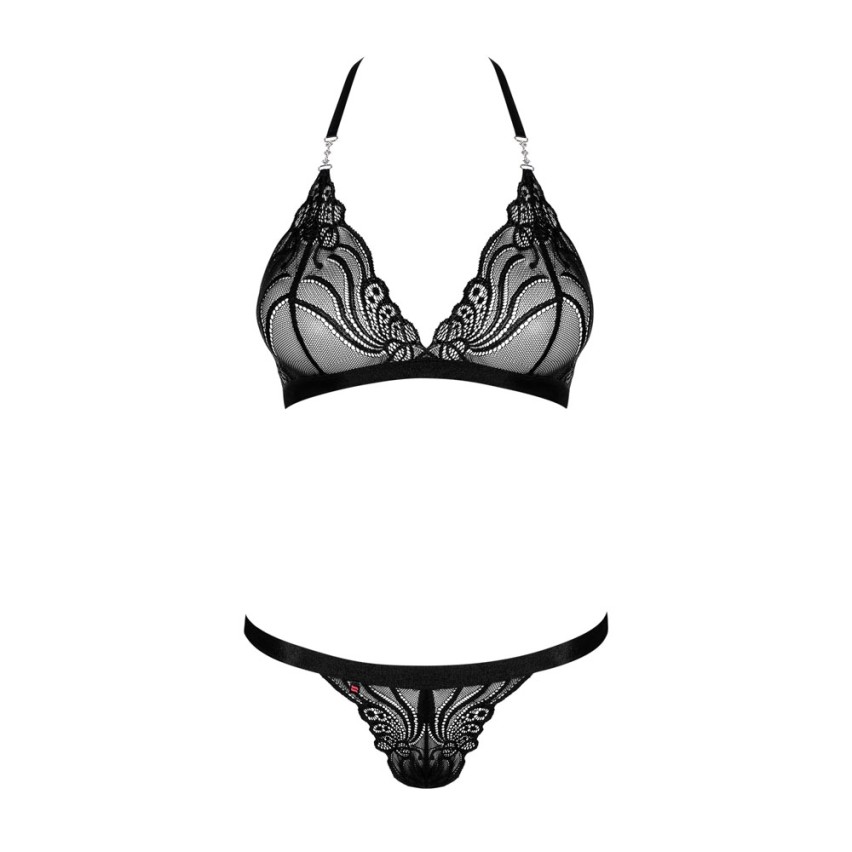 Completino intimo sexy reggiseno + tanga Obsessive 828-set-1 nero