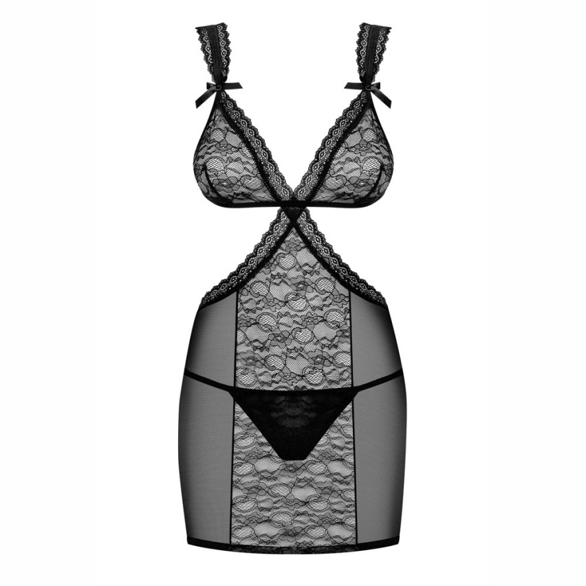 Sexy completino sottoveste + perizoma hot Obsessive swanita nero