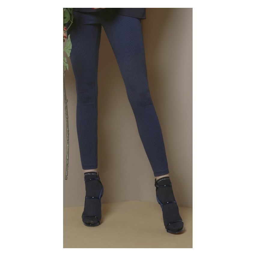 Leggins donna Omsa Private micro gessati blu