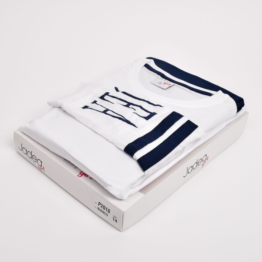 Pigiama bambina ragazza Jadea P2018 cotone bianco blu