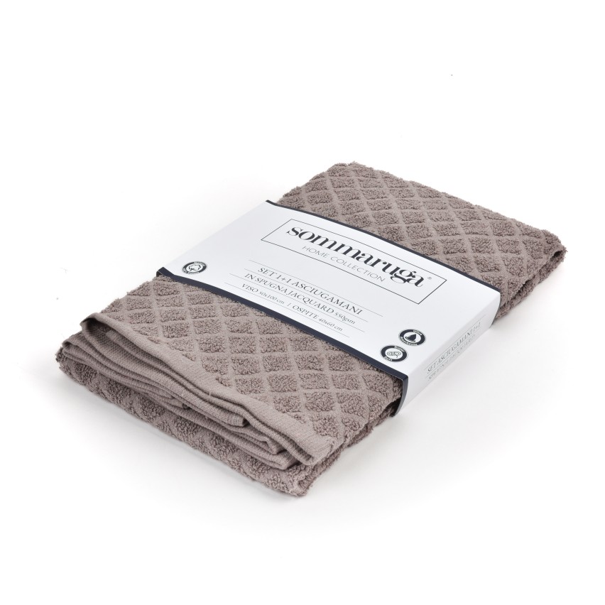 Set asciugamani visto + ospite sommaruga Jacquard 550gsm grigio