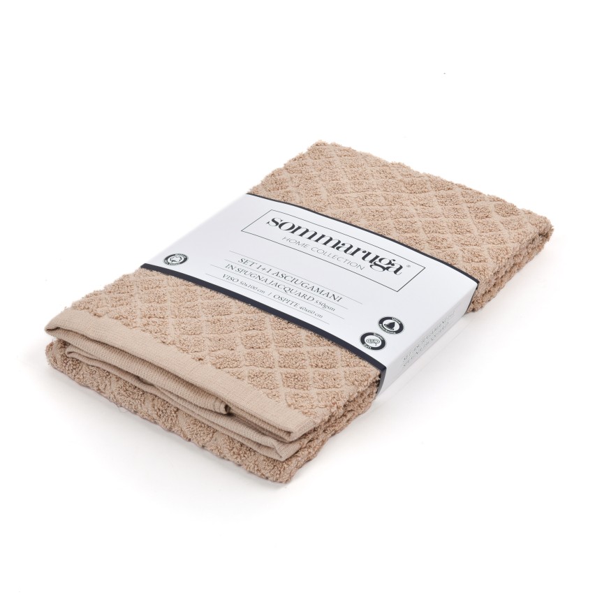Set asciugamani visto + ospite sommaruga Jacquard 550gsm naturale