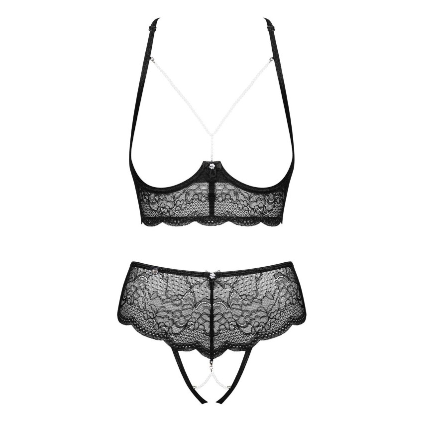 Sexy set Obsessive Pearlove reggiseno seno scoperto+mutandine cavallo aperto 2 pz