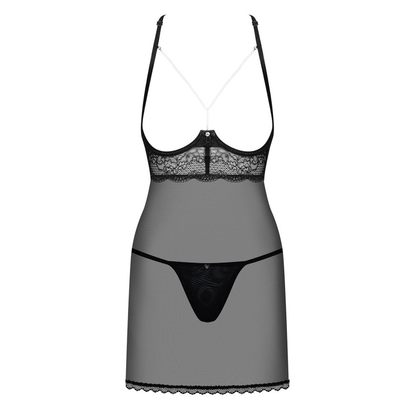 Sexy sottoveste seno scoperto+ perizoma Obsessive Pearlove chemise e thong 2 pz