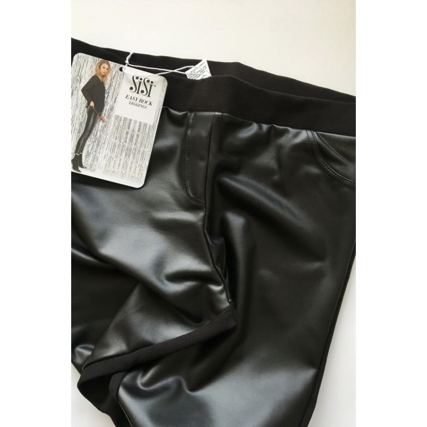 Leggins donna Sisi Easy Rock eco pelle nero