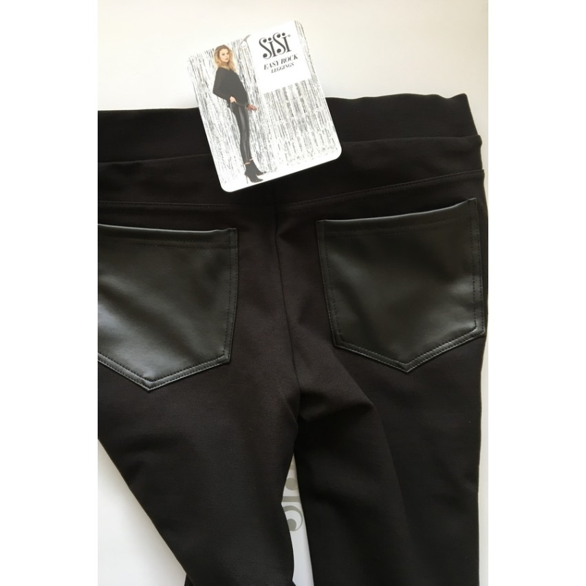 Leggins donna Sisi Easy Rock eco pelle nero