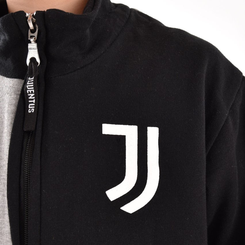 Pigiama tuta bambino Juventus zip cotone felpato B2JU15118 grigio melange