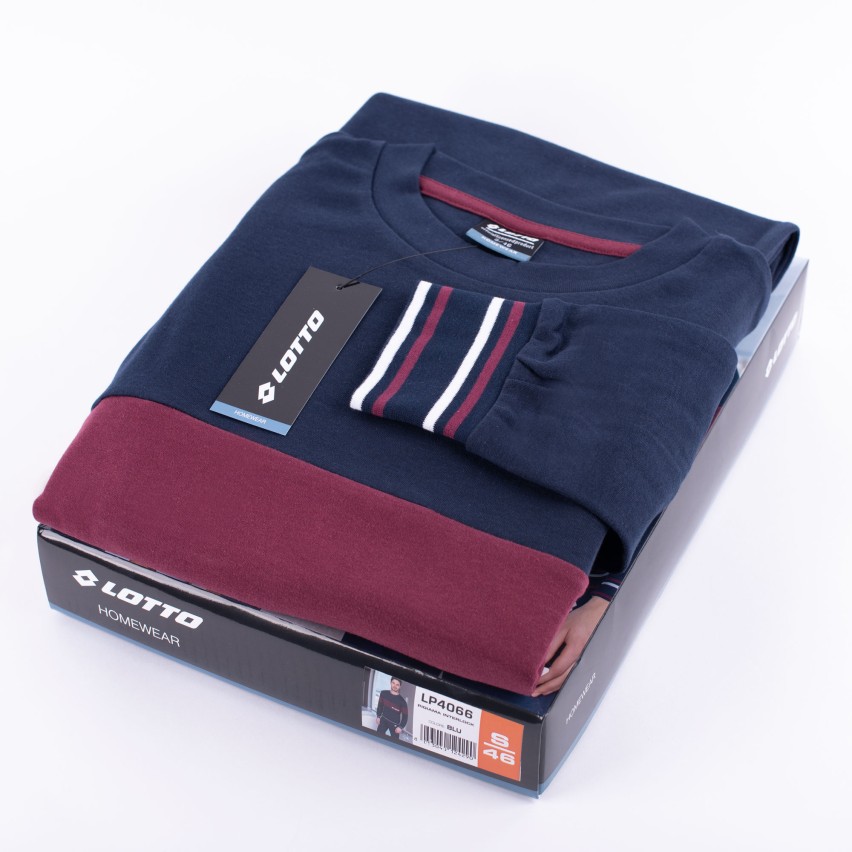 Pigiama uomo Lotto LP4066 in caldo cotone con polsini blu  