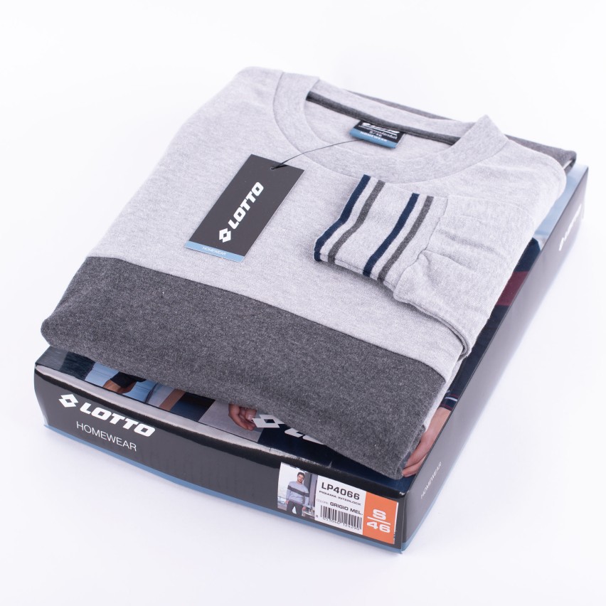 Pigiama uomo Lotto LP4066 in caldo cotone con polsini grigio