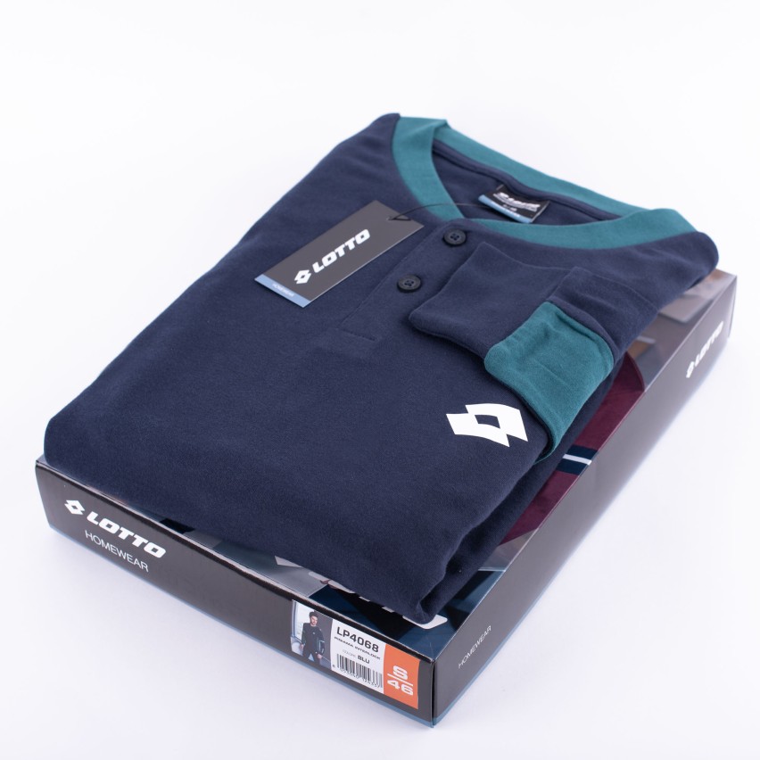 Pigiama uomo Lotto LP4068 caldo cotone con polsini blu