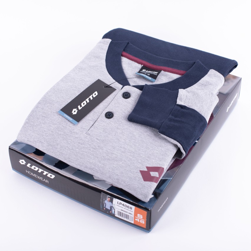 Pigiama uomo Lotto LP4068 caldo cotone con polsini grigio