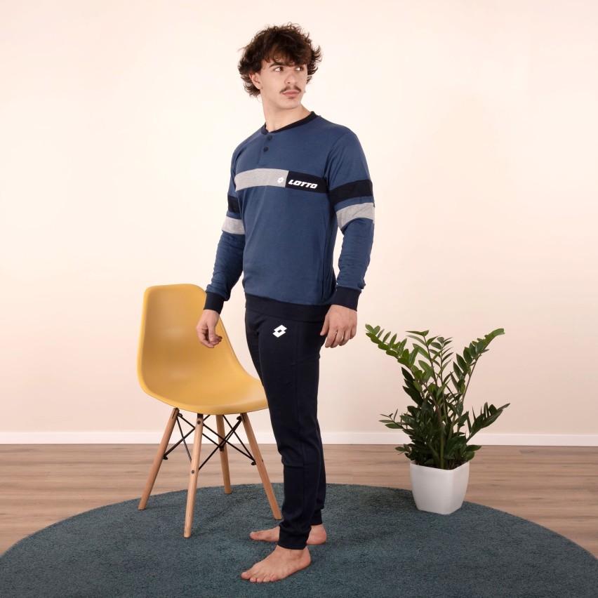 Pigiama uomo Lotto LP4070 caldo cotone jeans con polsini