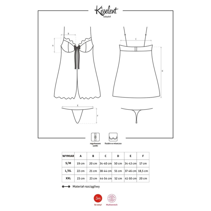 Sexy set intimo babydoll + perizoma Obsessive kisselent nero