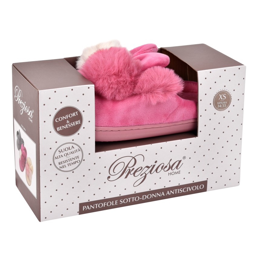 Pantofole bambina invernali antiscivolo calde Preziosa 0094 coniglietto fuxia