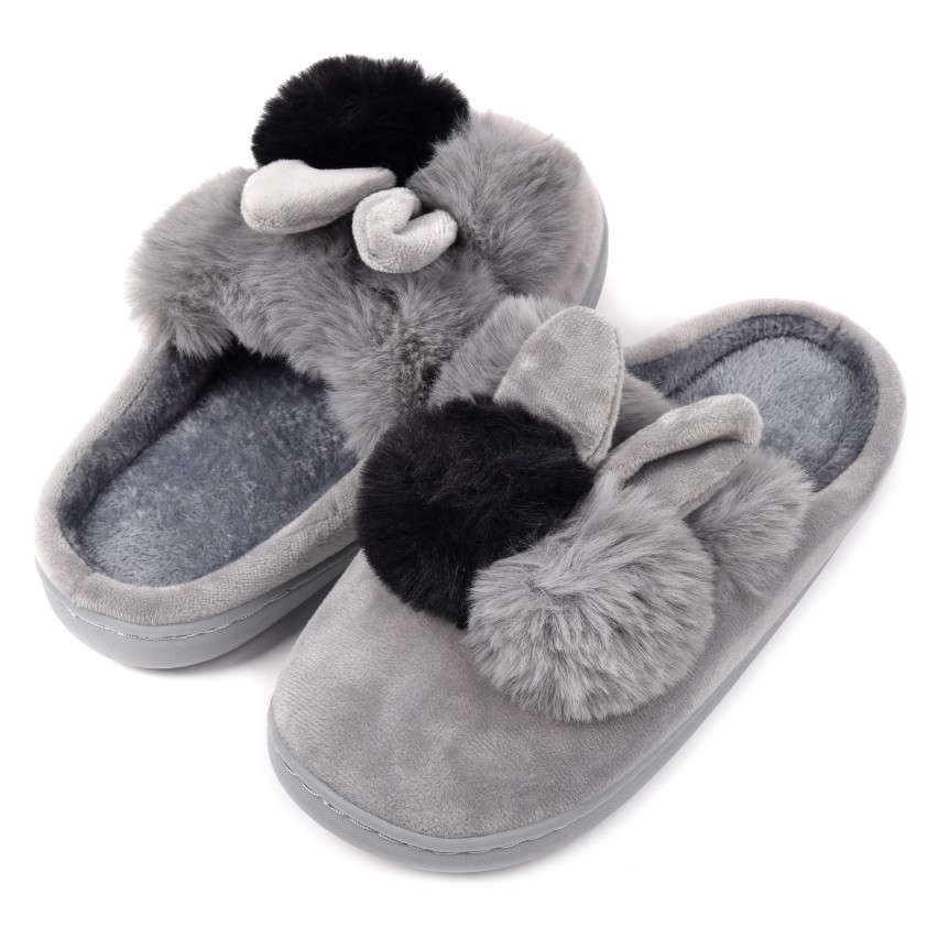 Pantofole bambina invernali antiscivolo calde Preziosa 0094 coniglietto grigio