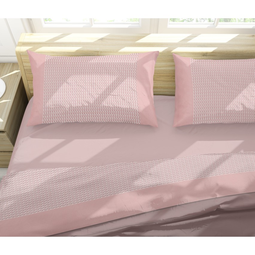 Lenzuola flanella calda rombi rosa matrimoniale Soffice D13