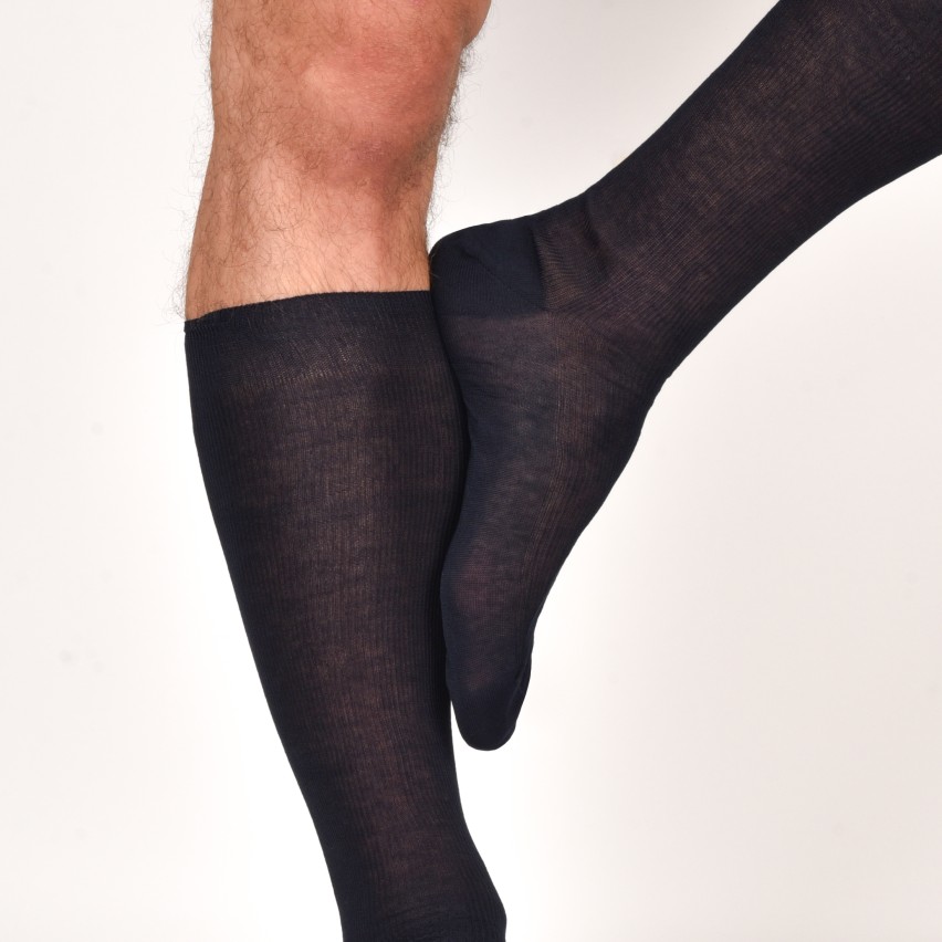 Calze lunghe da uomo a costine Prisco 908 in 100% puro cotone 3 paia