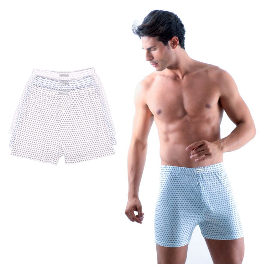 Boxer uomo in 100% cotone Rossoporpora 205 fantasia rombi 3 pezzi 