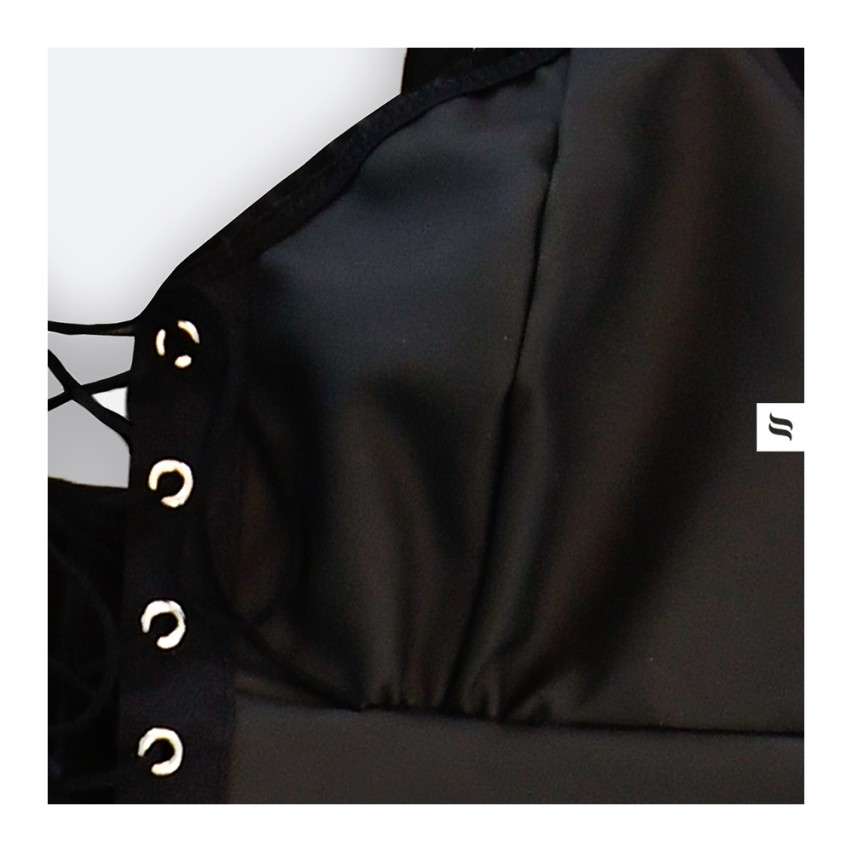 Sexy coordinato abitino simil pelle + perizoma Obsessive redella dress nero
