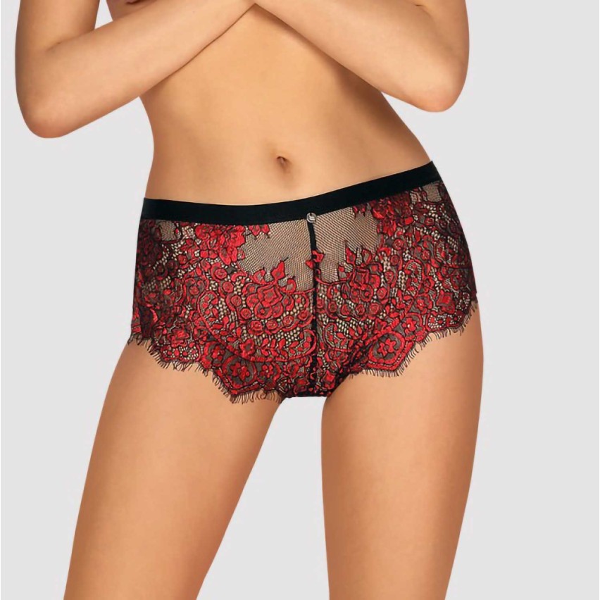 Shorties sexy in pizzo floreale con fiocco in raso Obsessive Redessia