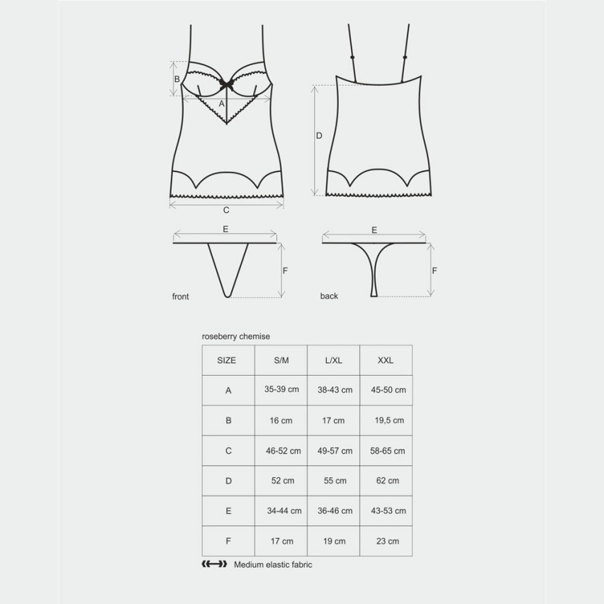 Sexy coordinato sottoveste + perizoma Obsessive Roseberry chemise e thong