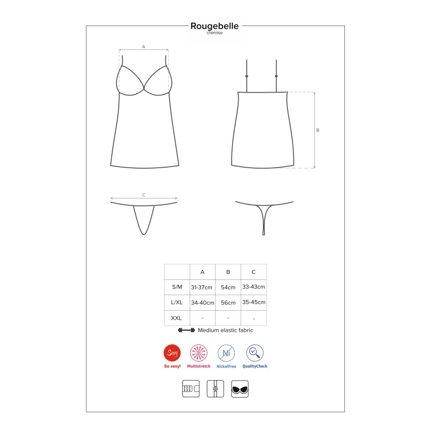Sexy coordinato sottoveste + perizoma Obsessive rougebelle chemise e thong