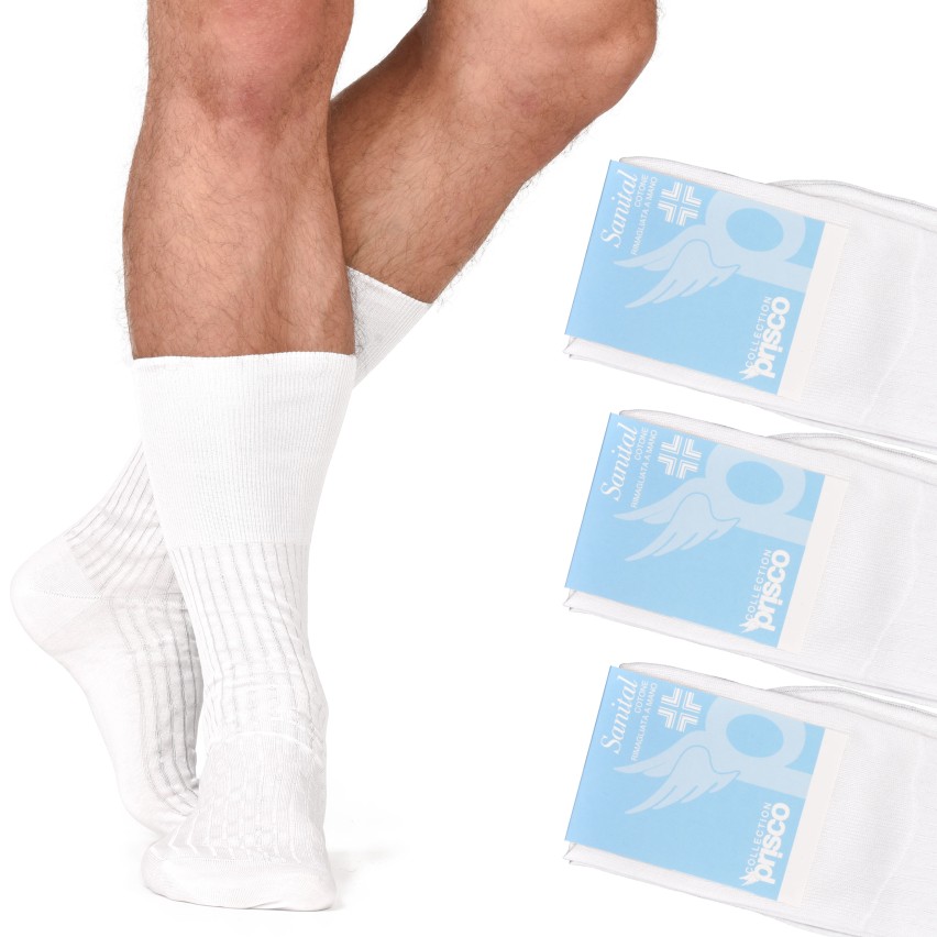 Calze corte coste Filo di Scozia con polsino sanitario Prisco sanital CC 3 paia