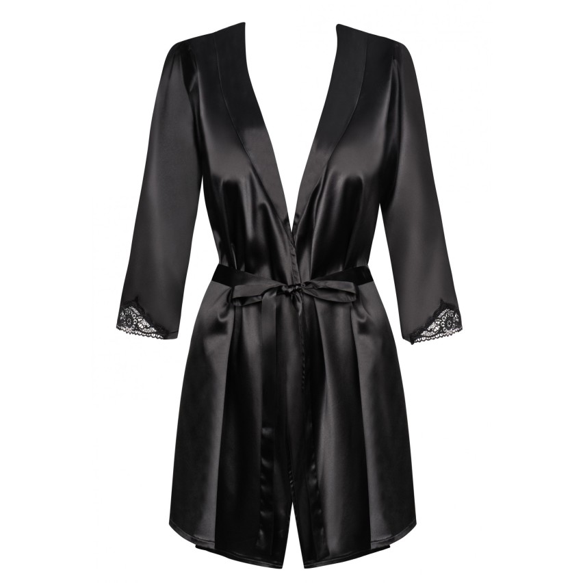 Sexy vestaglia di raso Obsessive Satinia robe + maschera nera 2pz