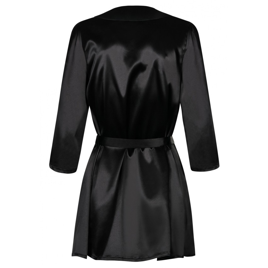 Sexy vestaglia di raso Obsessive Satinia robe + maschera nera 2pz