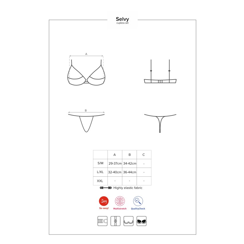 Sexy completino Obsessive selvy cupless leopardato 2 pz