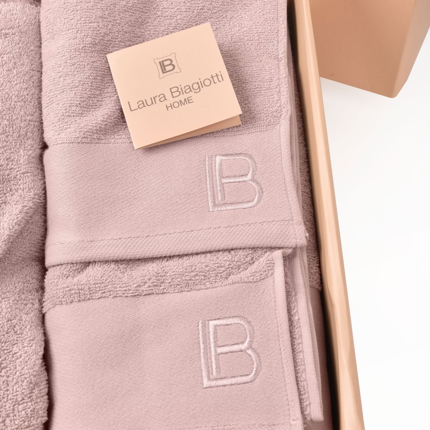 Completo bagno accappatoio + asciugamano viso + ospite Laura Biagiotti anisha rosa
